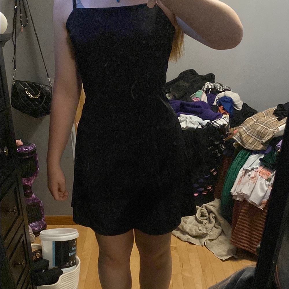 Black Spaghetti Strap Sheath Mini Dress